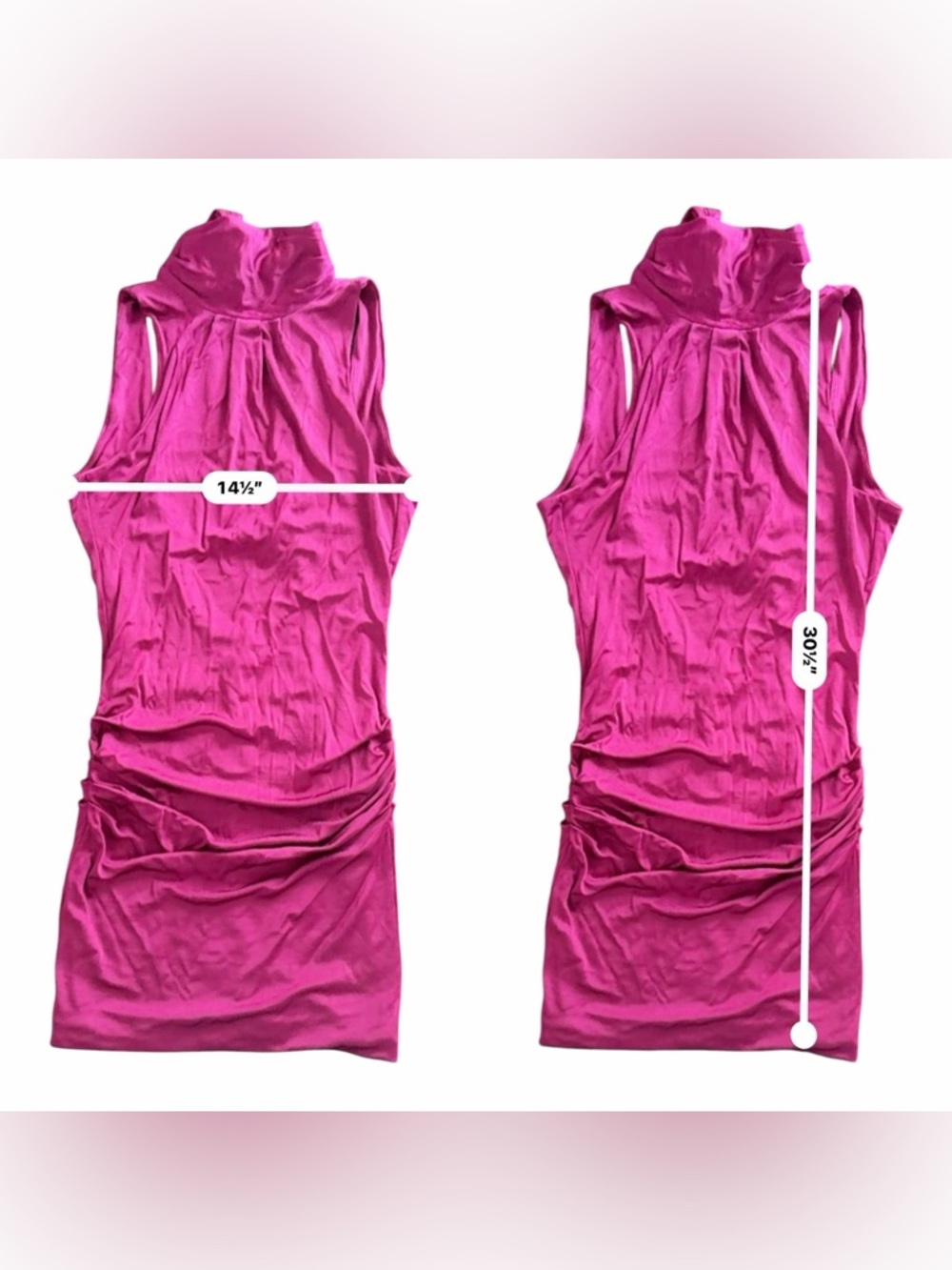 Y2K Vintage Marciano Open Tie Back Ruched Pleated Bodycon Fuchsia Mini Dress - Picture 9 of 9